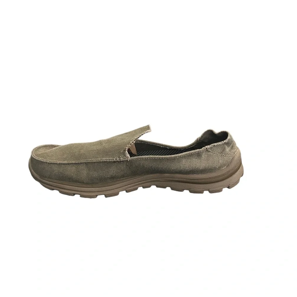 Skechers Men’s Slip-On Canvas Boat Shoes in Khaki